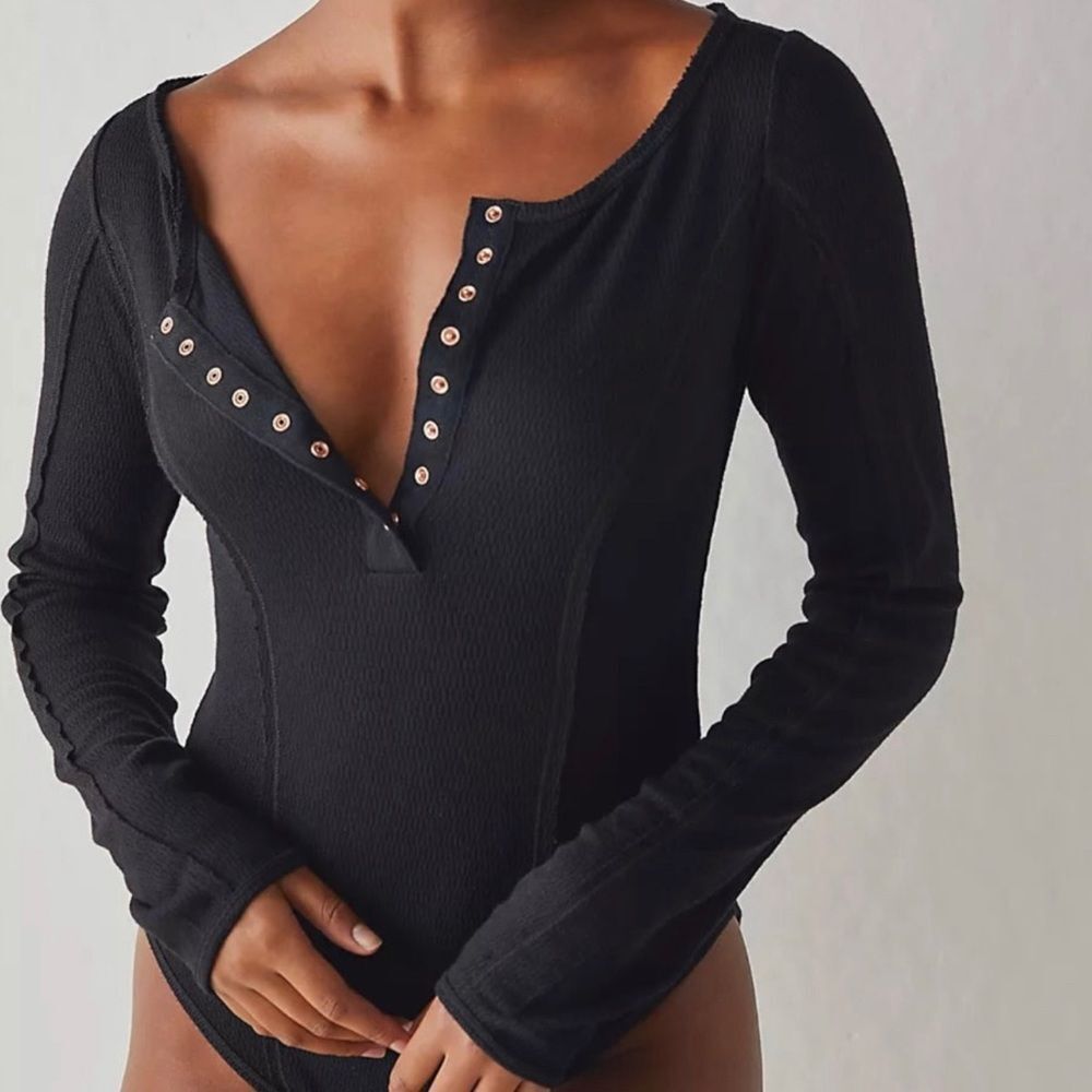 Free People Sloane Bodysuit Black Size XS NWT